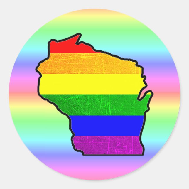 Gay Pride Rainbow Wisconsin Stickers (Front)