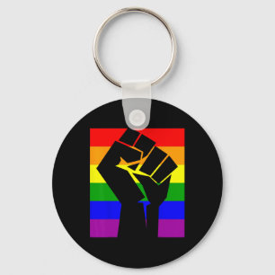 Gay Pride Resist Fist Rainbow Flag Lgbtq Shirt Keychain