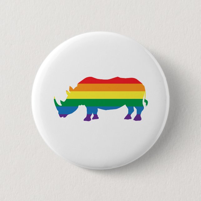 Gay-Pride-Rhino 2 Inch Round Button (Front)