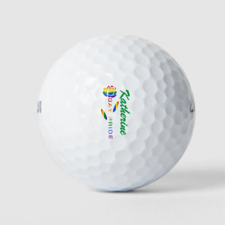 Gay Pride Rose Rainbow Flag Personalized Name Golf Balls