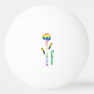 Gay Pride Rose Rainbow Flag Personalized Name Ping Pong Ball