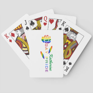 Gay Pride Rose Rainbow Flag Personalized Name Playing Cards