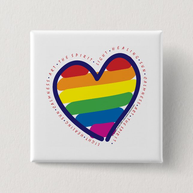 Gay Pride Spirit Heart 2 Inch Square Button (Front)