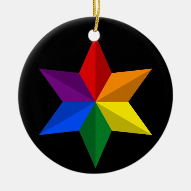 Gay Pride Star Ceramic Ornament (Front)