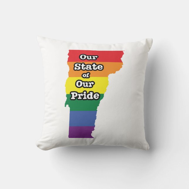 Gay Pride State | Vermont Throw Pillow (Front)