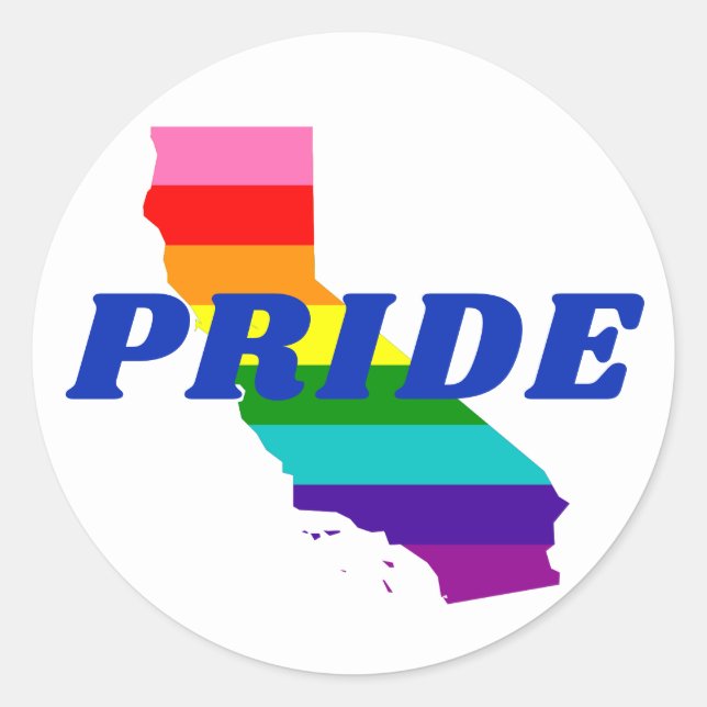 Gay Pride Stripes on California Rainbow Classic Round Sticker (Front)