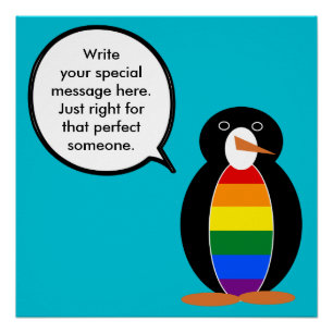 Gay Pride Talking Ms Penguin Personalized  Poster