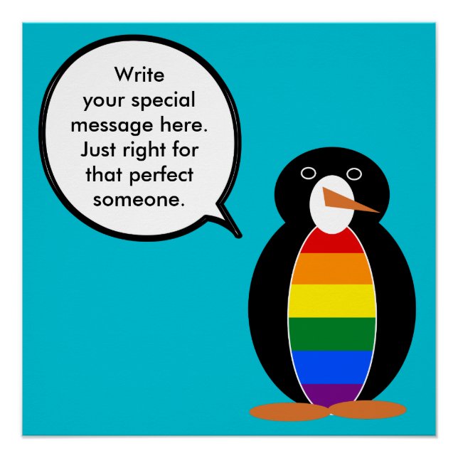 Gay Pride Talking Ms Penguin Personalized  Poster (Front)