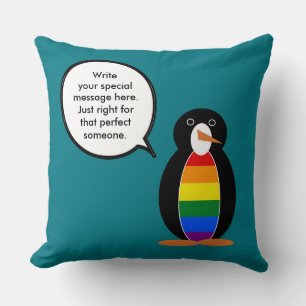 Gay Pride Talking Ms Penguin Personalized Throw Pillow