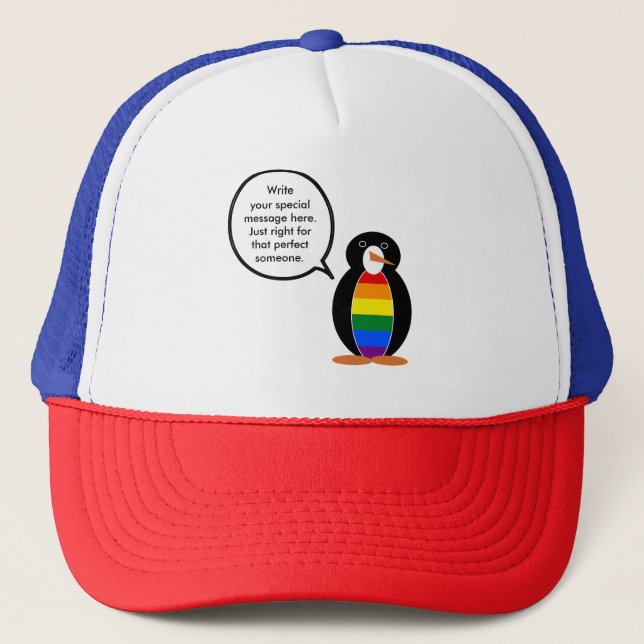 Gay Pride Talking Ms Penguin Personalized  Trucker Hat (Front)