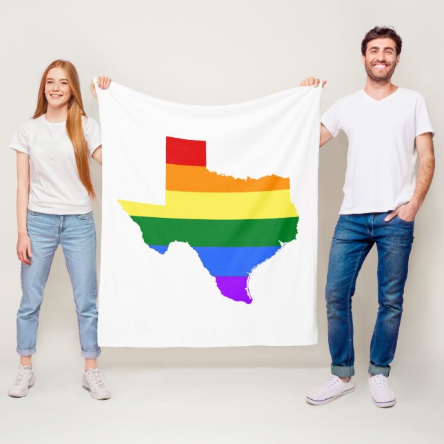 Gay Pride | Texas Rainbow Fleece Blanket (In Situ)