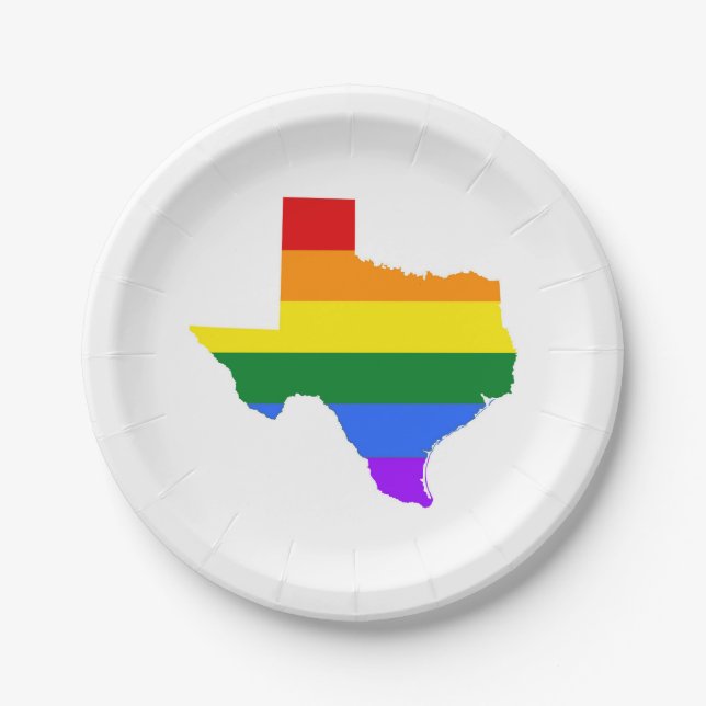 Gay Pride | Texas Rainbow Paper Plate (Front)