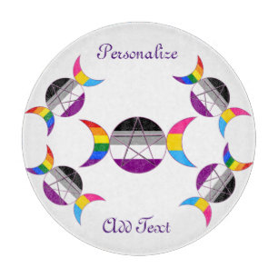 Gay Pride Triple Moon Goddess Pentacle Cutting Board