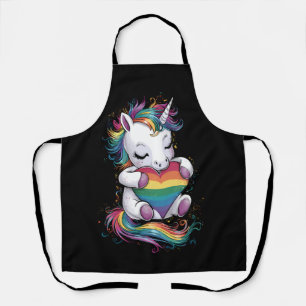 Gay Pride Unicorn Heart Rainbow Flag Lgbt Apron