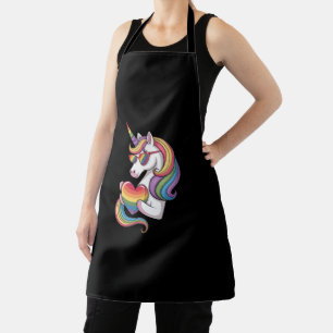 Gay Pride Unicorn Heart Rainbow Flag LGBT Apron