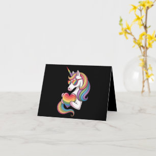 Gay Pride Unicorn Heart Rainbow Flag LGBT  Card