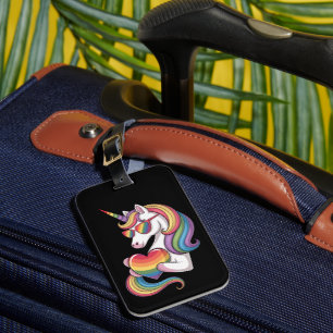 Gay Pride Unicorn Heart Rainbow Flag LGBT Luggage Tag