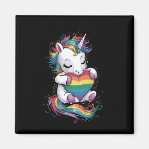 Gay Pride Unicorn Heart Rainbow Flag Lgbt  Magnet