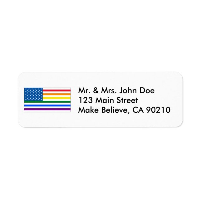 Gay Pride US Flag- Red White & Rainbow - w/Outline (Front)