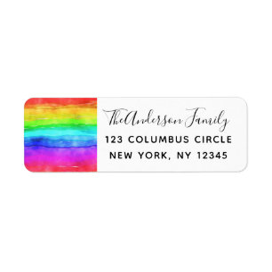 Gay Pride Watercolor Rainbow Return Address
