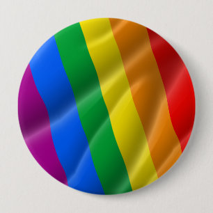 GAY PRIDE WAVY LINES DIAGONAL - 2014 PRIDE 4 INCH ROUND BUTTON