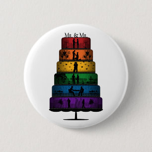 Gay Pride Wedding Cake 2 Inch Round Button