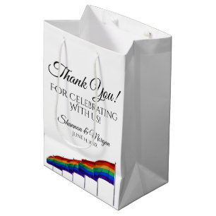 Gay Pride Wedding Thank You Gift Bag - Black Text