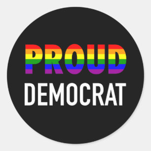 Gay Proud Democrat Classic Round Sticker