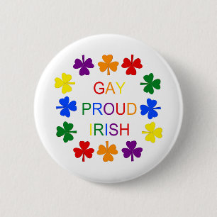 Gay Proud Irish LGBT Rainbow Shamrocks 2 Inch Round Button