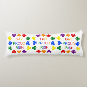 Gay Proud Irish LGBT Rainbow Shamrocks Body Pillow