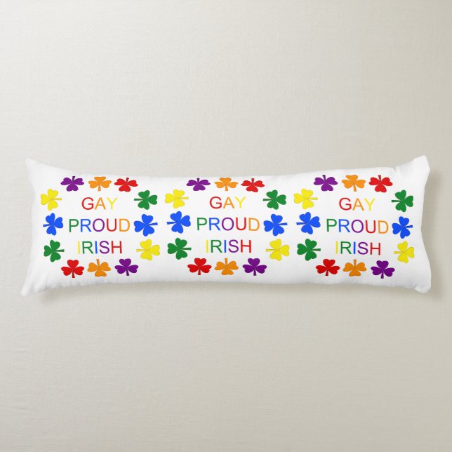 Gay Proud Irish LGBT Rainbow Shamrocks Body Pillow (Front)