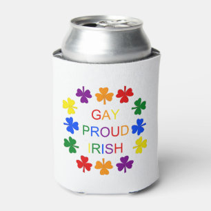 Gay Proud Irish LGBT Rainbow Shamrocks Can Cooler