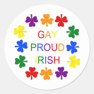 Gay Proud Irish LGBT Rainbow Shamrocks Classic Round Sticker