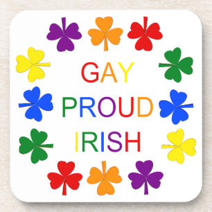 Gay Proud Irish LGBT Rainbow Shamrocks Coaster