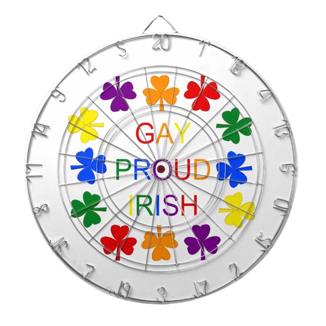 Gay Proud Irish LGBT Rainbow Shamrocks Dartboard (Front)