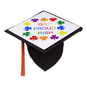 Gay Proud Irish LGBT Rainbow Shamrocks Graduation Cap Topper