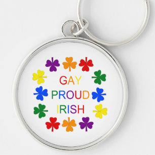 Gay Proud Irish LGBT Rainbow Shamrocks Keychain