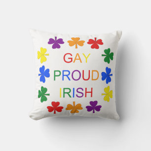 Gay Proud Irish LGBT Rainbow Shamrocks Outdoor Pillow