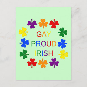 Gay Proud Irish LGBT Rainbow Shamrocks Postcard