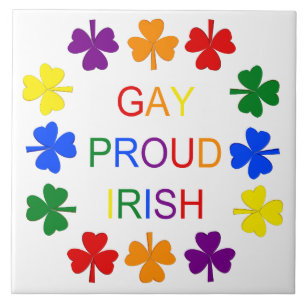 Gay Proud Irish LGBT Rainbow Shamrocks Tile