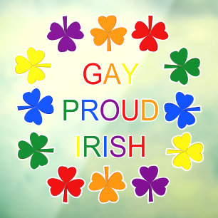 Gay Proud Irish LGBT Rainbow Shamrocks Window Cling