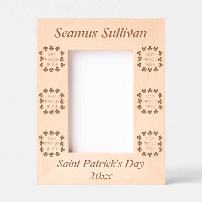 Gay Proud Irish Rainbow Shamrocks Etched Frames (Front)