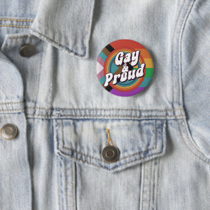 Gay & Proud Pride LGBTQ+ 2 Inch Round Button