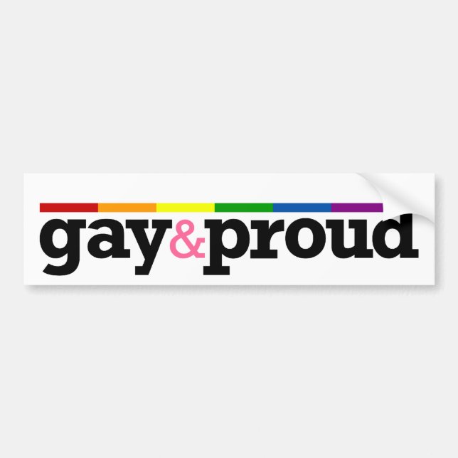 Gay&proud White Bumper Sticker (Front)