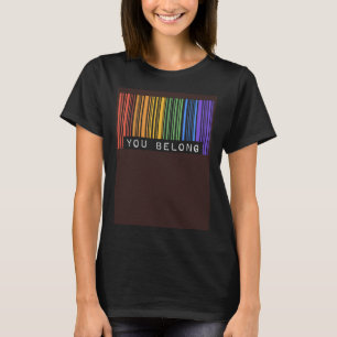 Gay Queer Barcode Pride You Belong Ally Aesthetic  T-Shirt