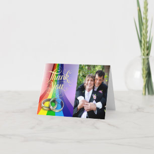 Gay Rainbow and Rings Wedding Thank You