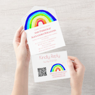 Gay Rainbow Colourful LGBT Pride RSVP QR Code  All In One Invitation