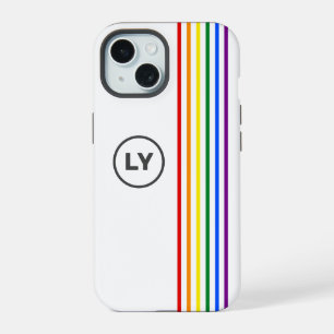 Gay Rainbow Flag Stripes Personalized Initials iPhone 15 Case
