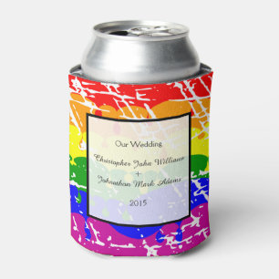 Gay Rainbow Freedom Flag Wedding Keepsake Can Cooler