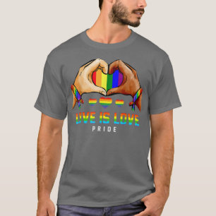 Gay Rainbow Heart LGBT Happy Pride Month Love Is L T-Shirt